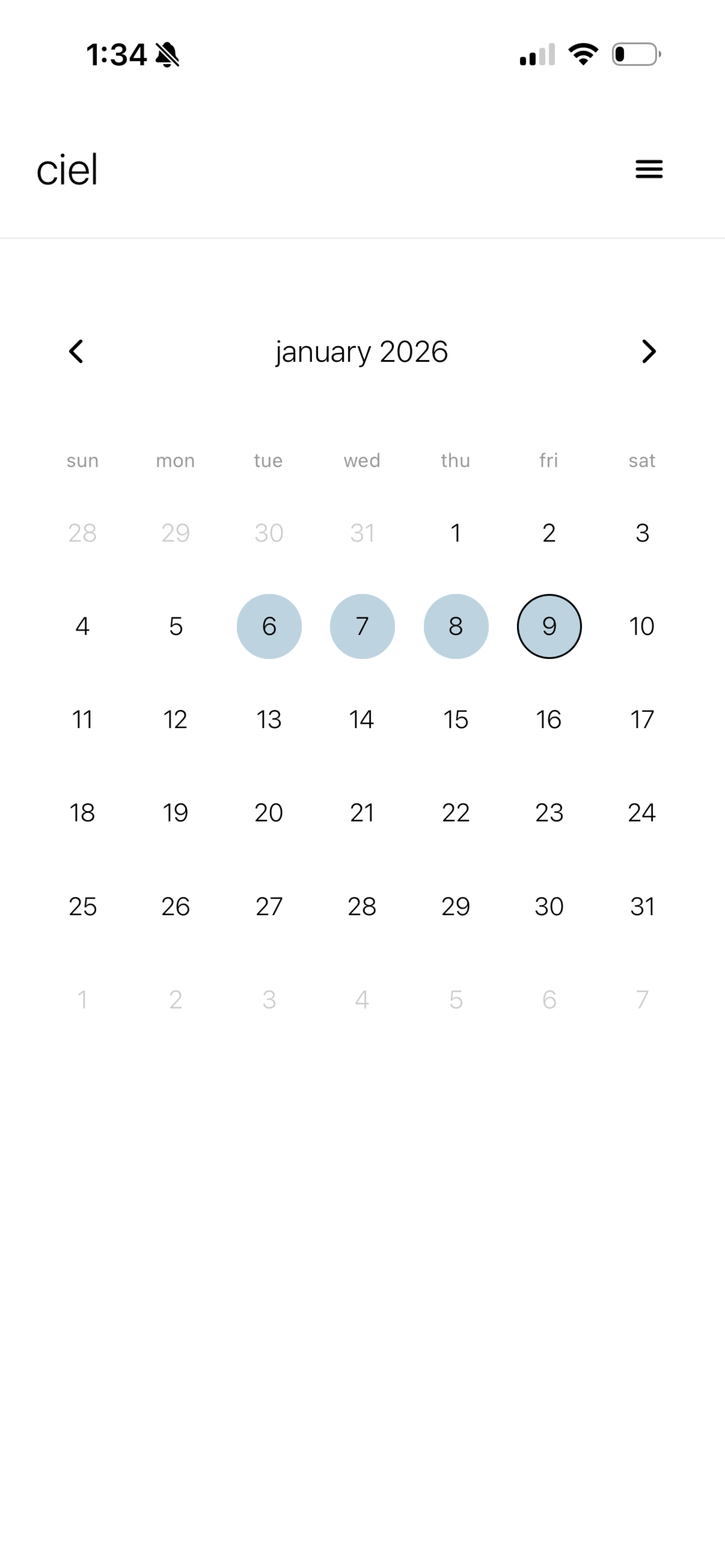 Calendar view